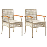 Garden Chairs with Cushions 2 pcs Beige Poly Rattan Acacia Wood 366249