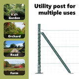 Fence Post with Concrete Base 26 pcs Green Powder-Coated Steel 3350217