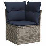 7 Piece Garden Sofa Set with Cushions Grey Poly Rattan Acacia 3327821