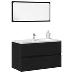 ZNTS 2 Piece Bathroom Furniture Set Black Oak Engineered Wood 863137