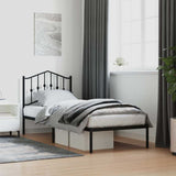 Metal Bed Frame without Mattress with Headboard Black 90x200cm 373782