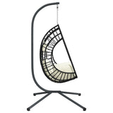 Hanging Egg Chair with Stand Beige Rattan and Steel 4007411