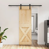 Sliding Door with Hardware Set 70x210 cm Solid Wood Pine 3202979