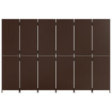 Room Divider 6 Panels Brown Poly Rattan 365369