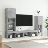 4 Piece TV Wall Units with LED Concrete Grey Engineered Wood 3216657