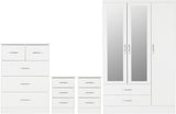 ZNTS Nevada 3 Door 2 Drawer Mirrored Wardrobe Bedroom Set 100-108-033