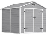 6 x 5ft Garden Shed, Plastic Shed with Floor, Window, Lockable Doors and Vents, Wood Effect Resin T3398P377571
