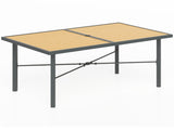 Garden Table for 6, 150 cm Rectangular Outdoor Dining Table with 5 cm Umbrella Hole, Wood Effect T3398P328056