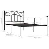 284523 Bed Frame without Mattress Black Metal 90x200 cm