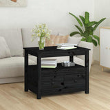 Coffee Table Black 71x49x55 cm Solid Wood Pine 820940