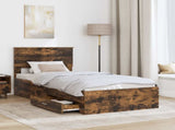 Bed Frame with Drawer Smoked Oak 100 x 200 cm Engineered Wood 3408303