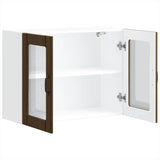Kitchen Wall Cabinet with Glass Door Lucca Brown Oak Engineered Wood 853854