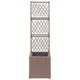 Trellis Raised Bed with 1 Pot 30x30x107 cm Poly Rattan Brown 46936