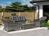 Four-Piece Rattan Sofa Set, with Glass-Top Table - Light Grey T3398P318592