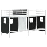 Kids'Loft Bed Frame with Curtains White and Black 100 x 190 cm 42020812