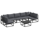 Garden Sofa Set with Cushion 8 pcs Black Aluminium 3378851
