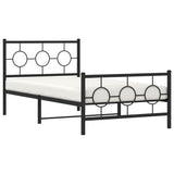 Metal Bed Frame without Mattress with Footboard Black 100x200cm 376239