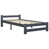 Bed Frame Dark Grey Solid Pine Wood, Plywood Single Durable 322020