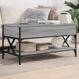 ZNTS Coffee Table Grey Sonoma 100x50x50 cm Engineered Wood and Metal 845359