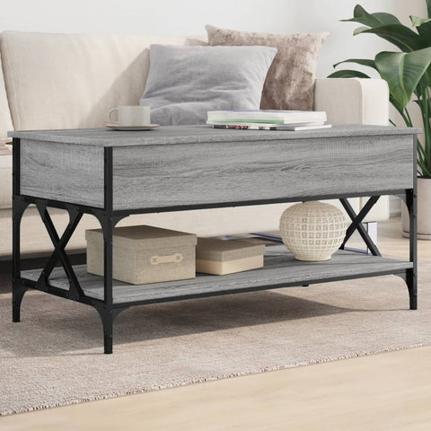 ZNTS Coffee Table Grey Sonoma 100x50x50 cm Engineered Wood and Metal 845359