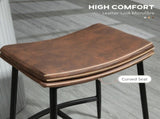 Breakfast Bar Stools Set of 2, Microfibre Upholstered Barstools, Industrial Bar Chairs with Curved T3398P343475