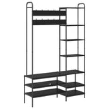 Coat Stand with Shoes Bench Black Oak 120.5 x 34 x 190 cm 8012038