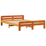 ZNTS Bookcase Bed without Mattress Wax Brown 140x190cm Solid Wood Pine 3308896
