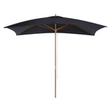 2 x 3m Wooden Garden Parasol Umbrella Outdoor Sun Shade Canopy, Black T3398P310370