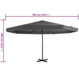 Garden Parasol with Aluminium Pole 500 cm Anthracite 44474