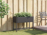 Garden Planter with Shelf Black Poly Rattan 366387