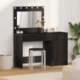 Dressing Table with Mirror Lights 2 pcs Black Engineered wood 3334228