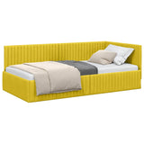Corner Bed Frame with Headboard Yellow 100 x 200 cm Velvet 42016282