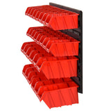 152203 30 Piece Workshop Shelf Set Red and Black 77x39cm Polypropylene
