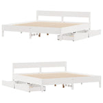 ZNTS Bed Frame without Mattress White 160x200 cm Solid Wood Pine 3301744