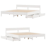 ZNTS Bed Frame without Mattress White 160x200 cm Solid Wood Pine 3301744
