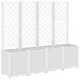 Garden Planter with Trellis White 160x40x140 cm PP 367874