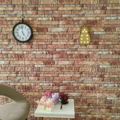 3D Wall Panels with Brown Brick Design 10 pcs EPS 149583