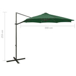 ZNTS Cantilever Garden Parasol with Pole and LED Lights Green 300 cm 312337