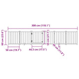Dog Gate with Door Foldable 6 Panels White 300 cm Solid Wood Fir 352277