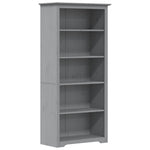 ZNTS Bookcase BODO Grey 80x38x180 cm Solid Wood Pine 5-Tier 355082