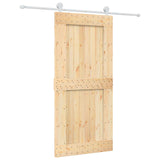 Sliding Door Natural and White 95 x 210 cm Solid Pine Wood 3445036
