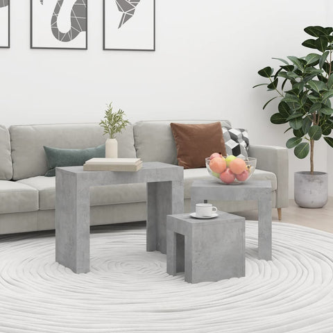 Nesting Coffee Tables 3 pcs Concrete Grey Engineered Wood 808544