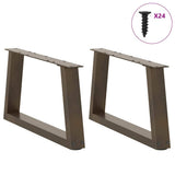 Coffee Table Legs V-Shape 2 pcs Natural Steel 60x cm Steel 4012535