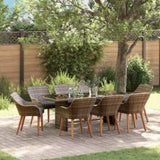 Garden Dining Set with Cushion 9 pcs Grey Poly Rattan 3261626