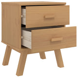 Bedside Cabinet OLDEN Brown Solid Wood Pine 358582