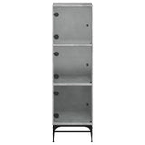 Highboard with Glass Doors Concrete Grey 35x37x120 cm 836563