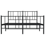 Metal Bed Frame without Mattress with Footboard Black 160x200cm 352501