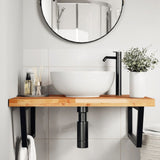 Basin Shelf Wall Mounted Steel and Solid Wood Acacia 3302939