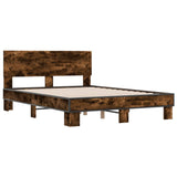 ZNTS Bed Frame without Mattress Smoked Oak 135x190 cm Double 3280209