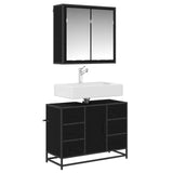 Bathroom Furniture Set 2 pcs Black Oak Engineered Wood 3402431